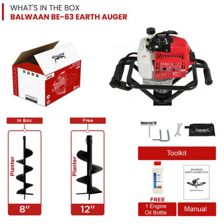 Balwaan BE-63 Earth Auger With 8'and 12' Planter – thumb